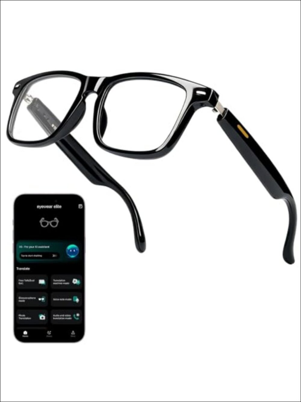 AI Smart Glasses Bluetooth Real-Time Translation ChatGPT Voice Control